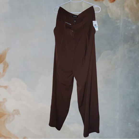 Jessica Simpson Size 12 Brown High Rise Wide Leg Pleated Trouser Pants Size 12 - Picture 2 of 4